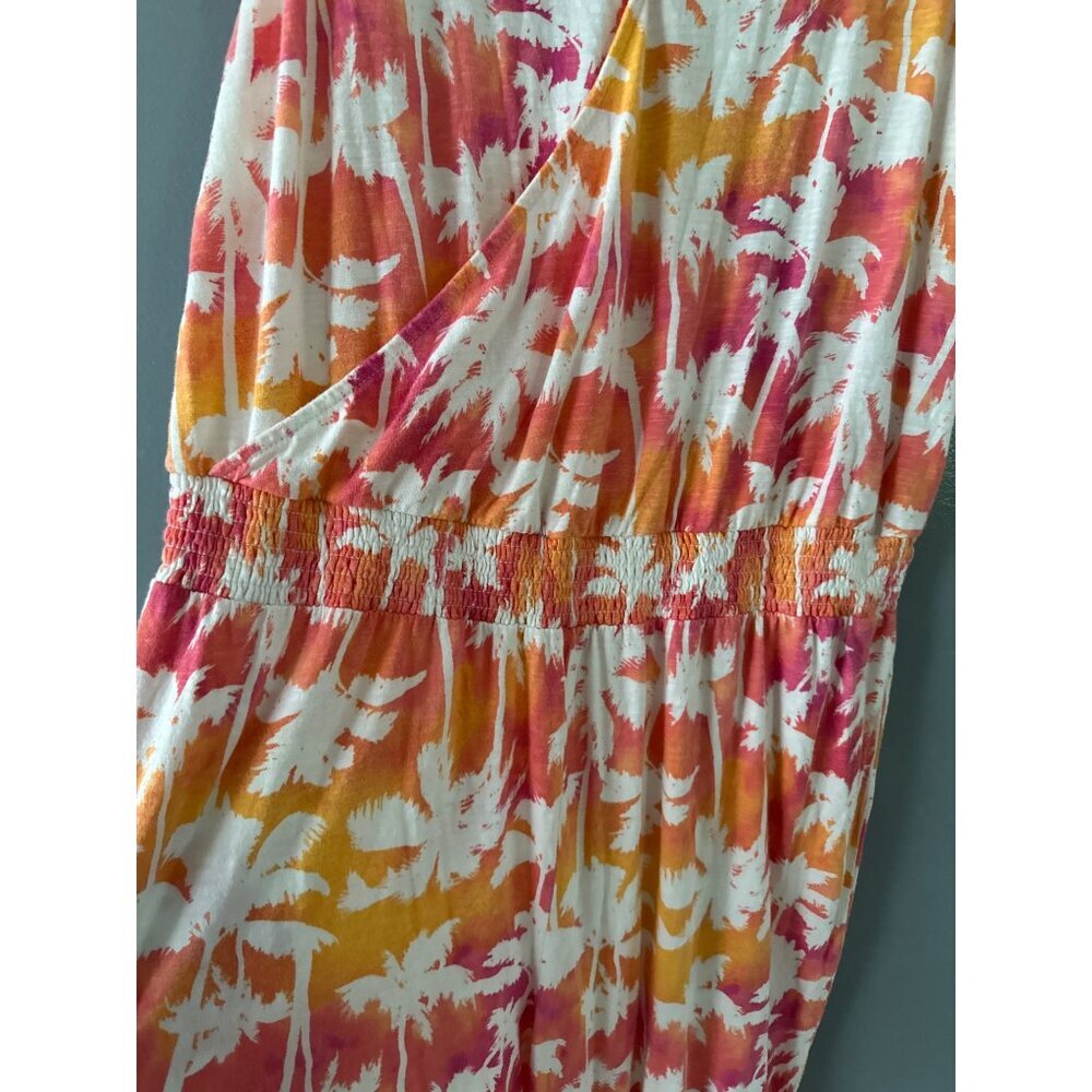 Candace Cameron Bure Jumpsuit 1X Palm Tree Tropical Print Vacation Resort Chic - Picture 8 of 10